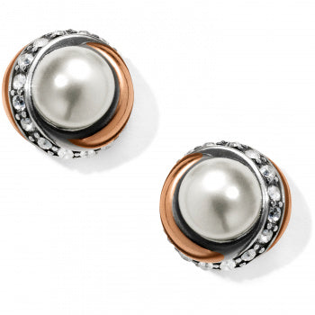 JA590E Neptune's Rings Pearl Button Earrings