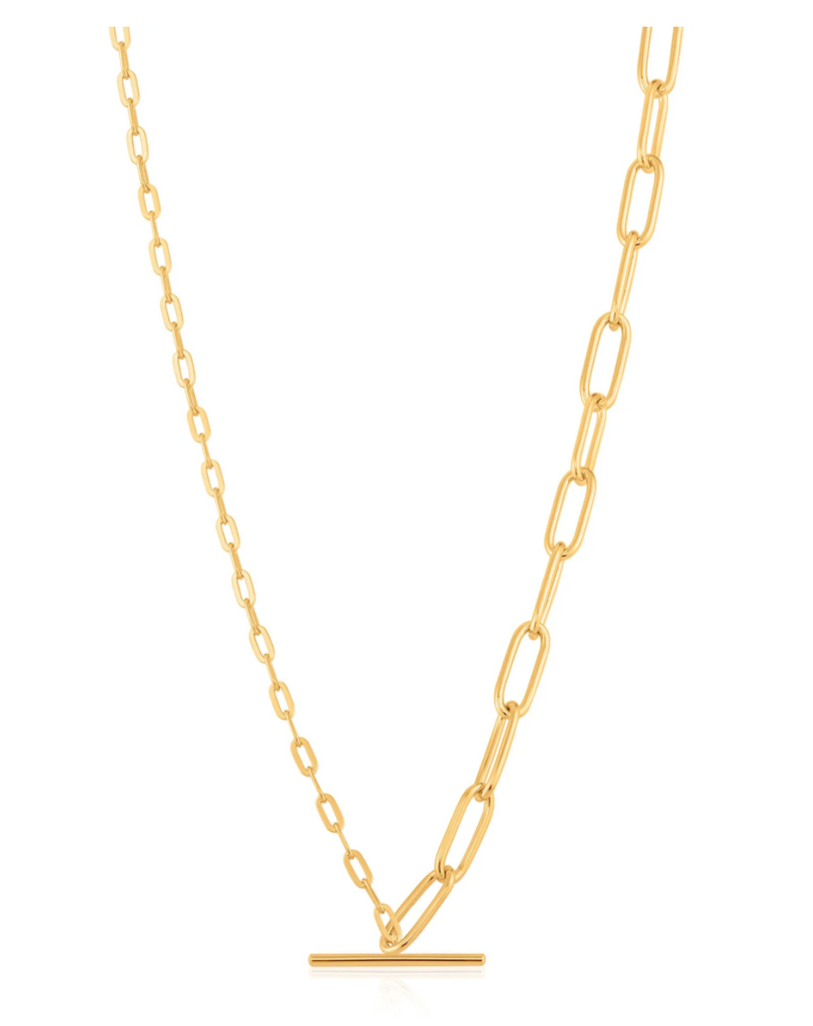 MIXED LINK T-BAR NECKLACE