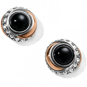 JA590D Neptune's Rings Black Agate Button Earrings