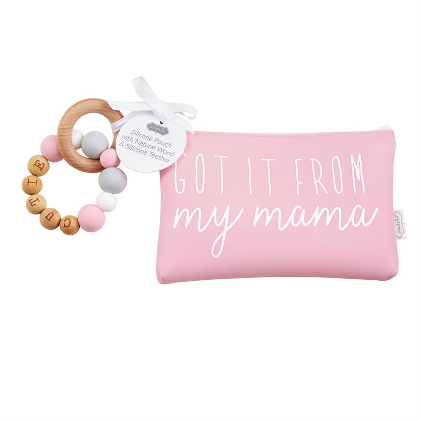 Silicone Teether Pouch Set - Pink