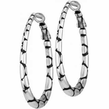 JE0350 Silver Pebble Oval Hoop Earrings