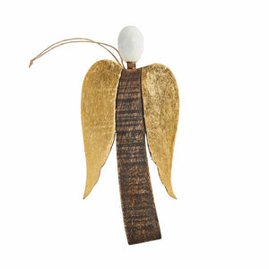 Foil Wood Angel Ornament Gold