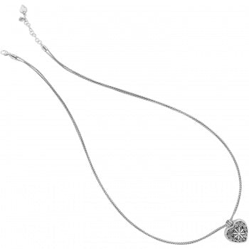 J44722 Silver Floral Heart Locket Necklace