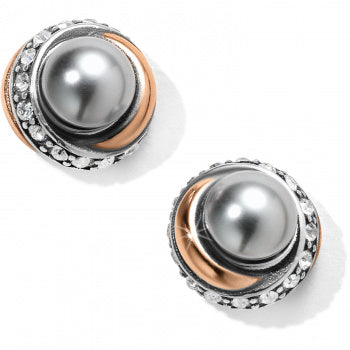 JA590F Neptune's Rings Gray Pearl Button Earrings