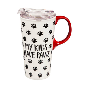 Ceramic Travel Cup, 17oz w/box and Tritan Lid - My Kids Have Paws
