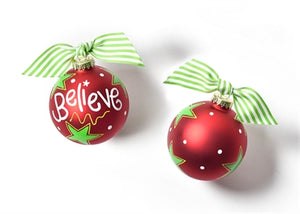 Believe Christmas Glass Ornament