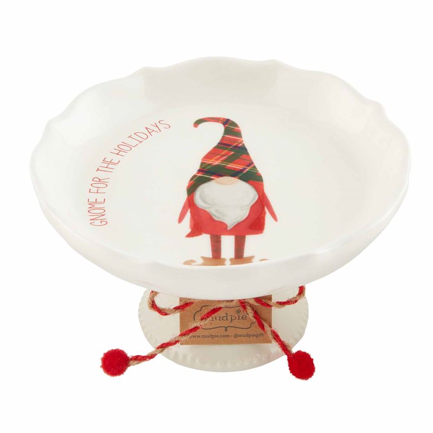 Gnome Holiday Pedestal Dish